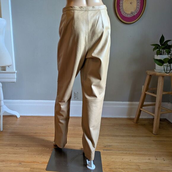 Vintage Y2K Mixit Leather Pants Tan High Rise Western Biker Size 8 - Picture 4 of 10